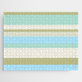 Retro Sunshine Love Stripes - blue green Jigsaw Puzzle