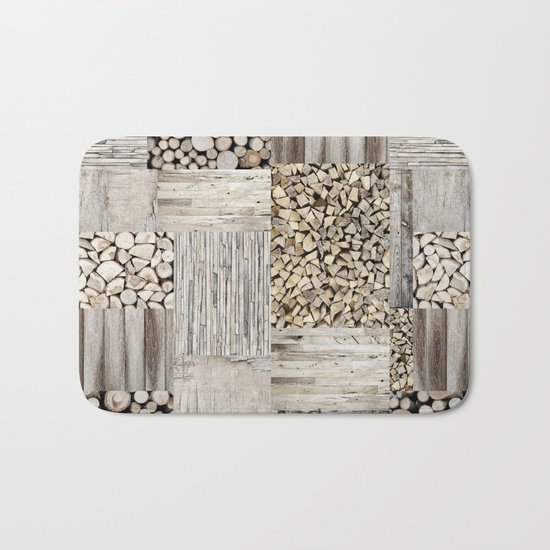 Wood Collage rustic weathered Bath Mat