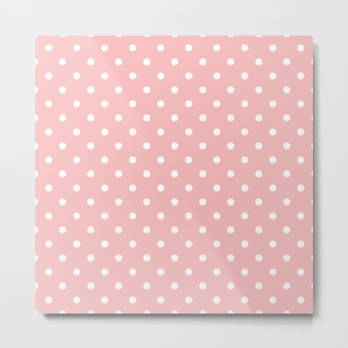 Powder Pink with White Polka Dots Metal Print