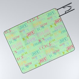 Enjoy The Colors - Colorful Typography modern abstract pattern on pale mint green color Picnic Blanket