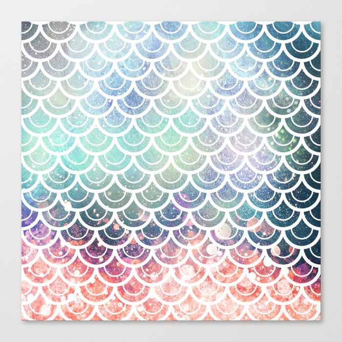 Mermaid Scales Coral and Turquoise Canvas Print by Nature Magick | Society6