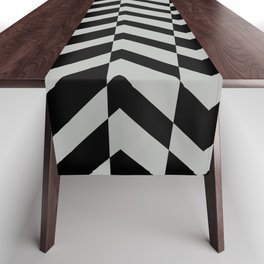 Gray and Black Retro Stripe Pattern Pairs w/ 2022 Trending Color Behr Lunar Surface N460-3 Table Runner