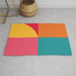 Multi-Colored Squares Pastel Colorblock Pattern Area & Throw Rug