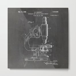 Microscope Patent - Scientist Art - Black Chalkboard Metal Print | Black, Chalkboard, Blackandwhite, Graphicdesign, Biology, Scienceteacher, Scientist, Science, Chemistry, Microscopepatent 