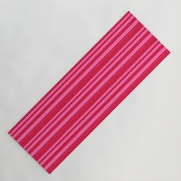 [ Thumbnail: Crimson and Hot Pink Colored Lines/Stripes Pattern Yoga Mat ]