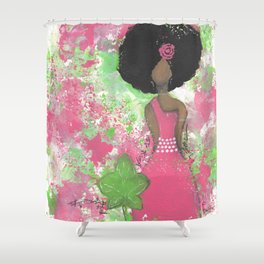 Dripping Pink and Green Angel Shower Curtain