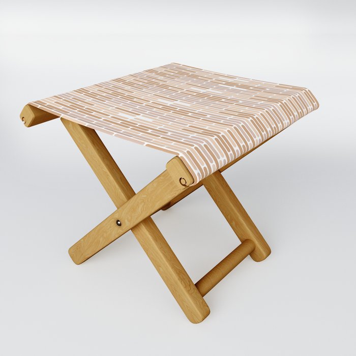 Abstract Fabric Wooden Bamboo Panel Design Folding Stool