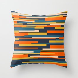 Wright Geometric Mid Century Modern Abstract Pattern Blue Orange Mustard Throw Pillow