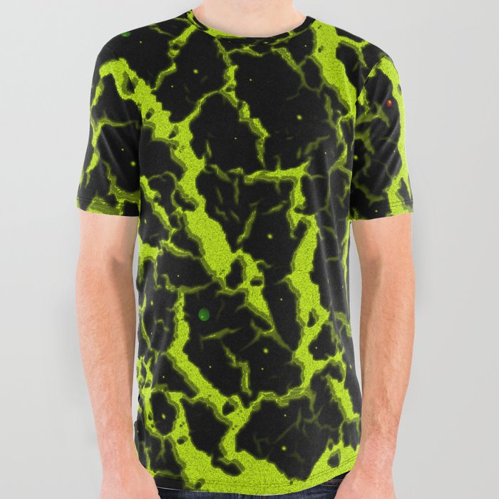 Cracked Space Lava - Lime Yellow All Over Graphic Tee