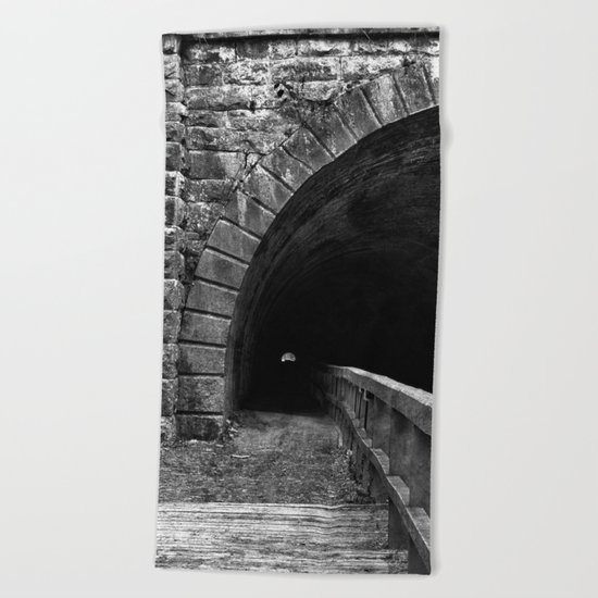 Paw Paw Grunge Tunnel - Black & White Beach Towel