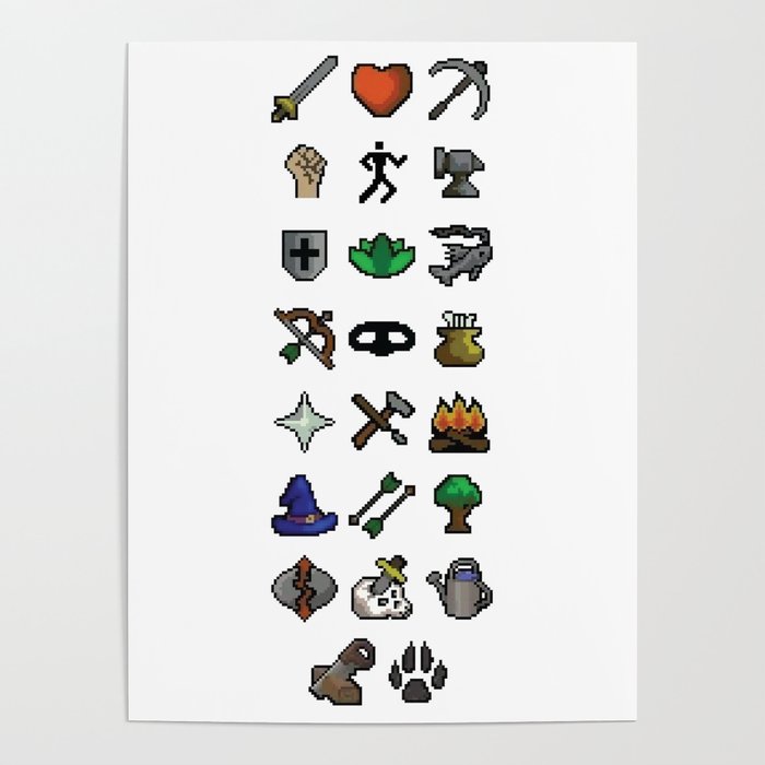 Old School Runescape Skills Poster by Slice of Pizzo