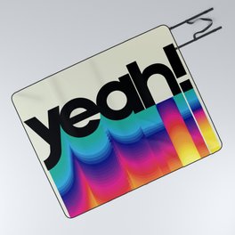YEAH! neon rainbow typography Picnic Blanket