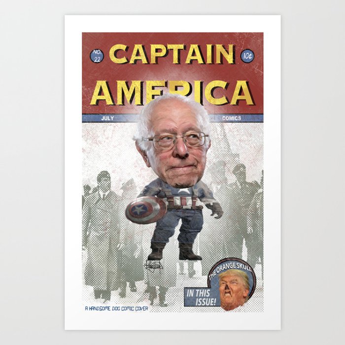 Captain Bernie versus the Orange Skull Art Print