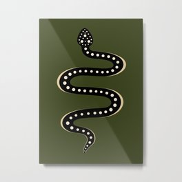 Minimal Snake XXXVI Metal Print | Boho, Tropical, Simple, Nature, Minimal, Dark Green, Minimalism, Southwestern, Western, Summer 