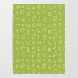 Light Green and White Gems Pattern Poster