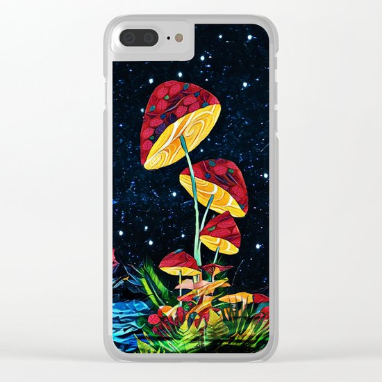 Cosmic mushrooms Clear iPhone Case