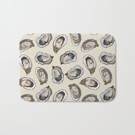 Oysters by the Dozen in Cream Bath Mat | Kitchenprint, Fisherman, Underthesea, Oyster, Shrimp, Seafood, Prawns, Joanandrose, Mussels, Foodpatterns 