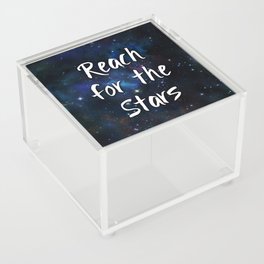 Reach for the Stars Galaxy Nebula Inspirational Quote Acrylic Box