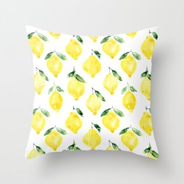 Sicilian lemons || watercolor Throw Pillow