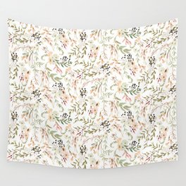 Dainty Intricate Pastel Floral Pattern Wall Tapestry