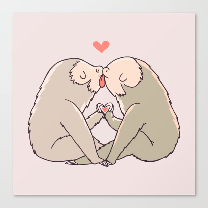 Sloth Kisses Canvas Print