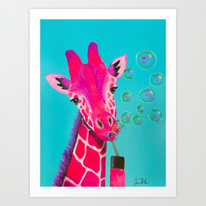 "Bubble Giraffe" by Jen Hinkle Art Print