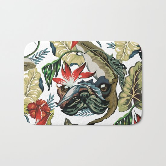 Tropical Pug Bath Mat