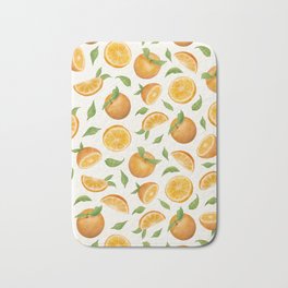 Orange Slices Light Version Bath Mat | Citrus, Watercolor, Pattern, Satsuma, Painting, Mandarin, Florida, Cute, Curated, Fruitslice 