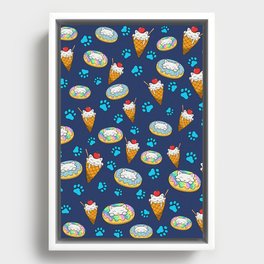 Cats and desserts pattern Framed Canvas