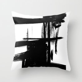 Black Brush Strokes Modern Minimalist Abstract Painting Art, nr 12 Throw Pillow