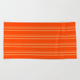 [ Thumbnail: Red and Brown Colored Lines Pattern Beach Towel ]