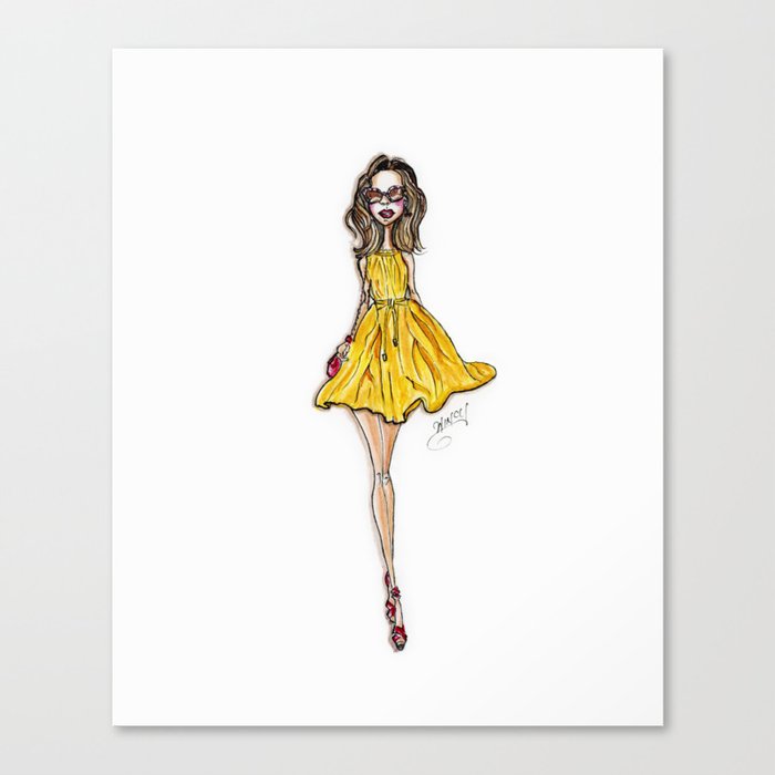 Miss Sunshine Fashion Illustration Art Print Canvas Print