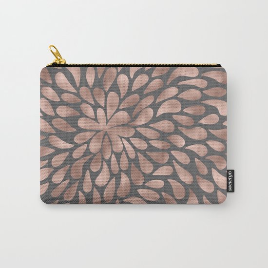 Rosegold- abstract floral elegant pattern on grey background Carry-All Pouch