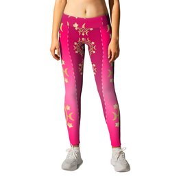 Pink Background Pattern Design Leggings