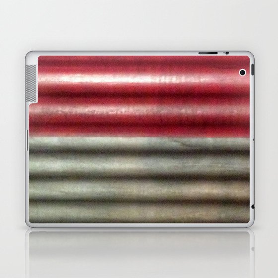 Industrial Wall | Red Grey Striped Wall | Contemporary Art Laptop & iPad Skin