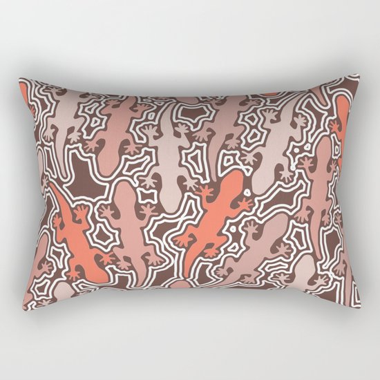 Lizards in apricot and coral orange Rectangular Pillow