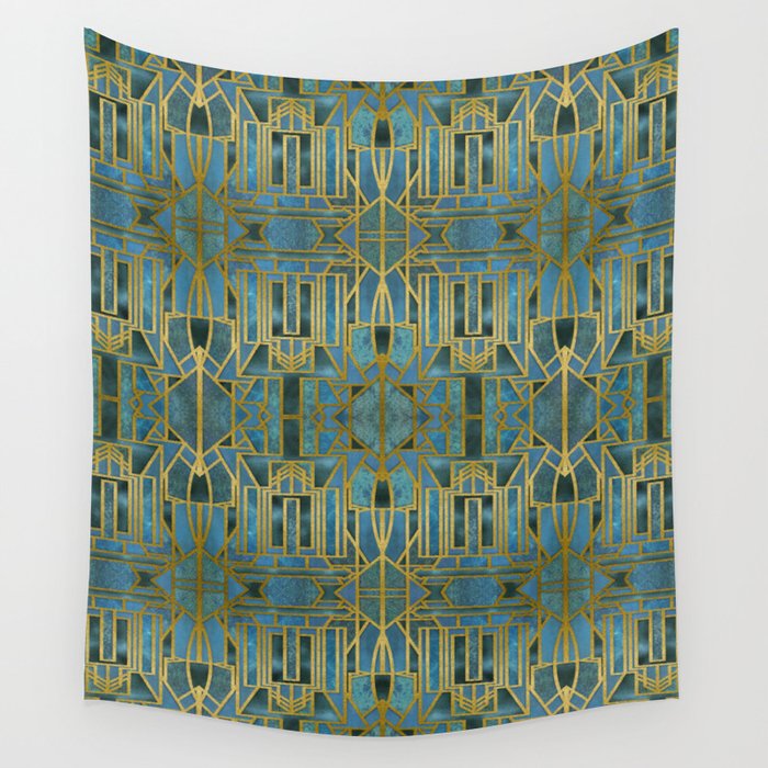 Elegant Retro Art Deco Pattern With Marble Elements Wall Tapestry