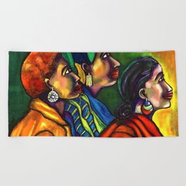 African American masterpiece 'The Lives of Black Folk' female portrait still life painting Beach Towel