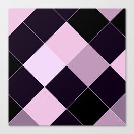 Pastel Pink Black Gray Violet Geometrical Argyle Diamond Pattern Canvas Print
