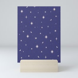 Starry night dark blue Mini Art Print