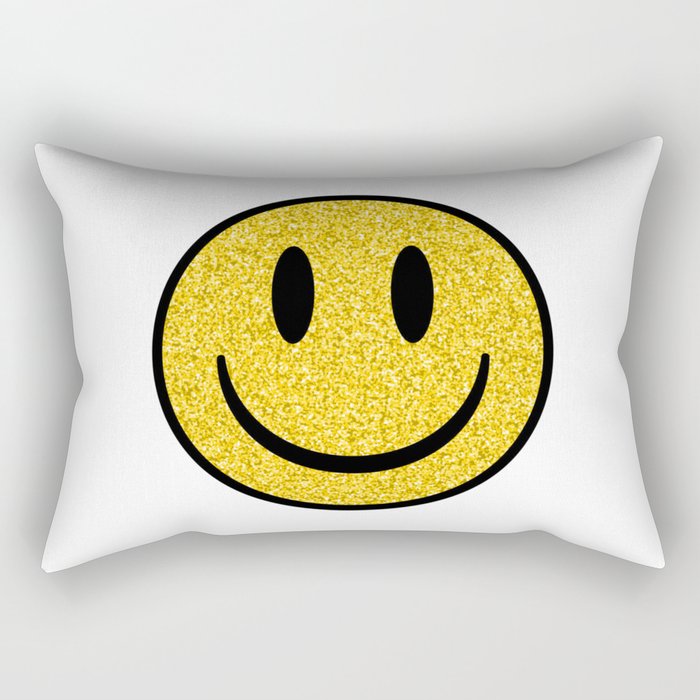 Glitter Smiley Face Rectangular Pillow