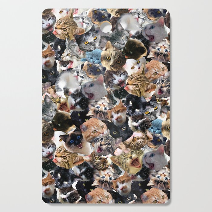 Cats Face Funny Cat Collage Cutting Board