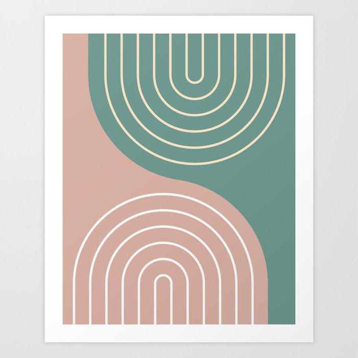 Geometric Lines Rainbow Abstract 12 in vintage summer bold theme Art Print