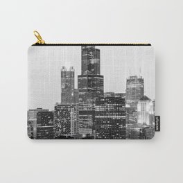 New York Streets, New York, Buildings, Night View, Skyline, Cityline, City Light, Black and White Carry-All Pouch