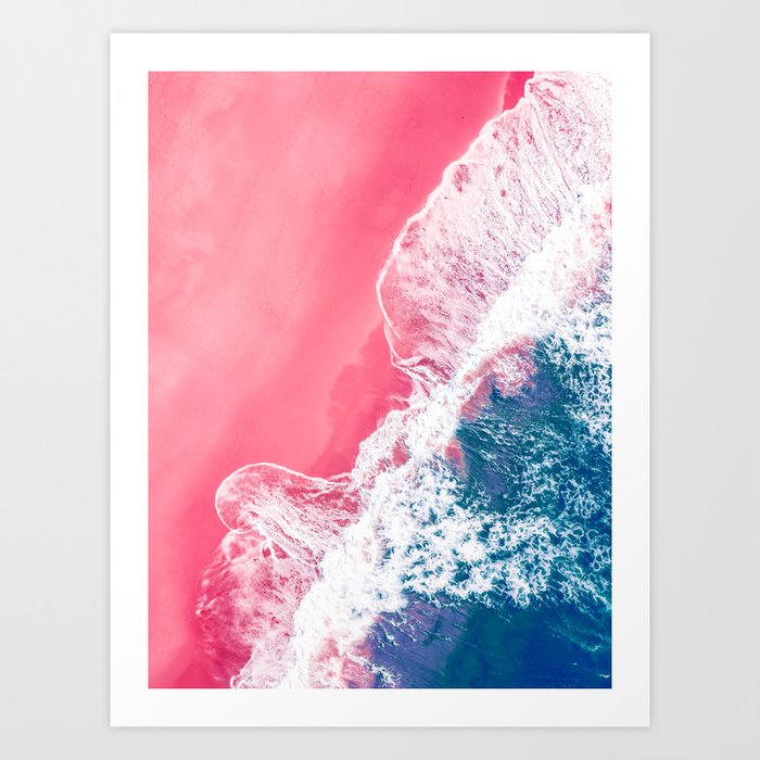 Aerial Pink Beach Art Print