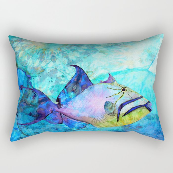 Colorful Tropical Fish Art - Sea Queen Rectangular Pillow