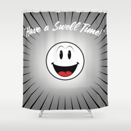 Swell time. Vintage cartoon Smiley Shower Curtain