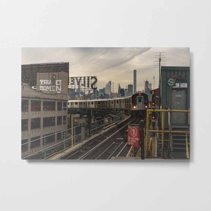 NYC Subway & Skyline Metal Print