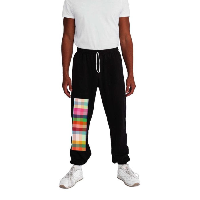 Lynne - Geometric Colorful Bright Square Minimal Stripes Modern Art Design Pattern Sweatpants