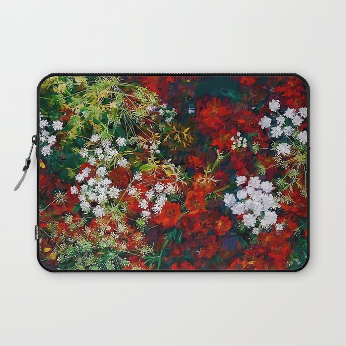 Red poppies and baby's breath bouquets still life floral blossom portrait painting for home, wall, bedroom, kitchen, and living room decor Laptop Sleeve